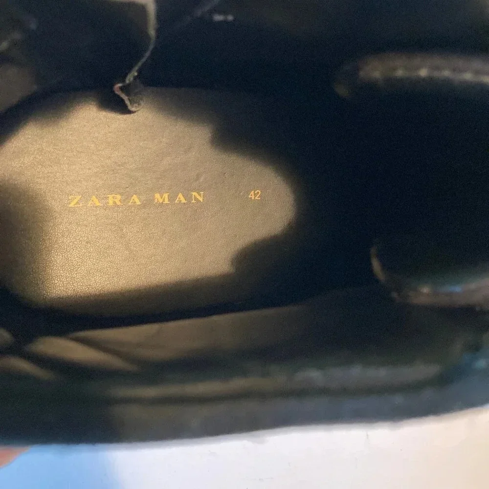 Zara Man High Top Sneakers Black with Orange & Gold Flames,‎ EU Size 42 - Picture 5 of 9